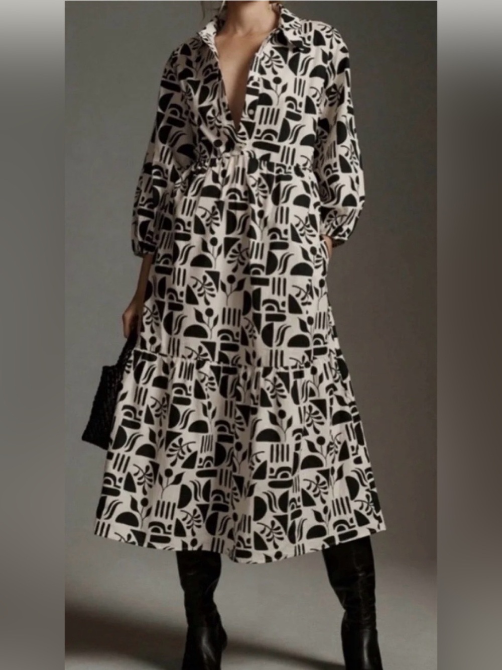 Anthropologie Maeve The Bettina Tiered Shirt Dress. Size: LP.